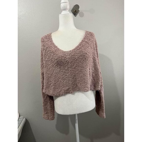 Free People Popcorn Sweater Cropped Oversized Size XS - Picture 2 of 8